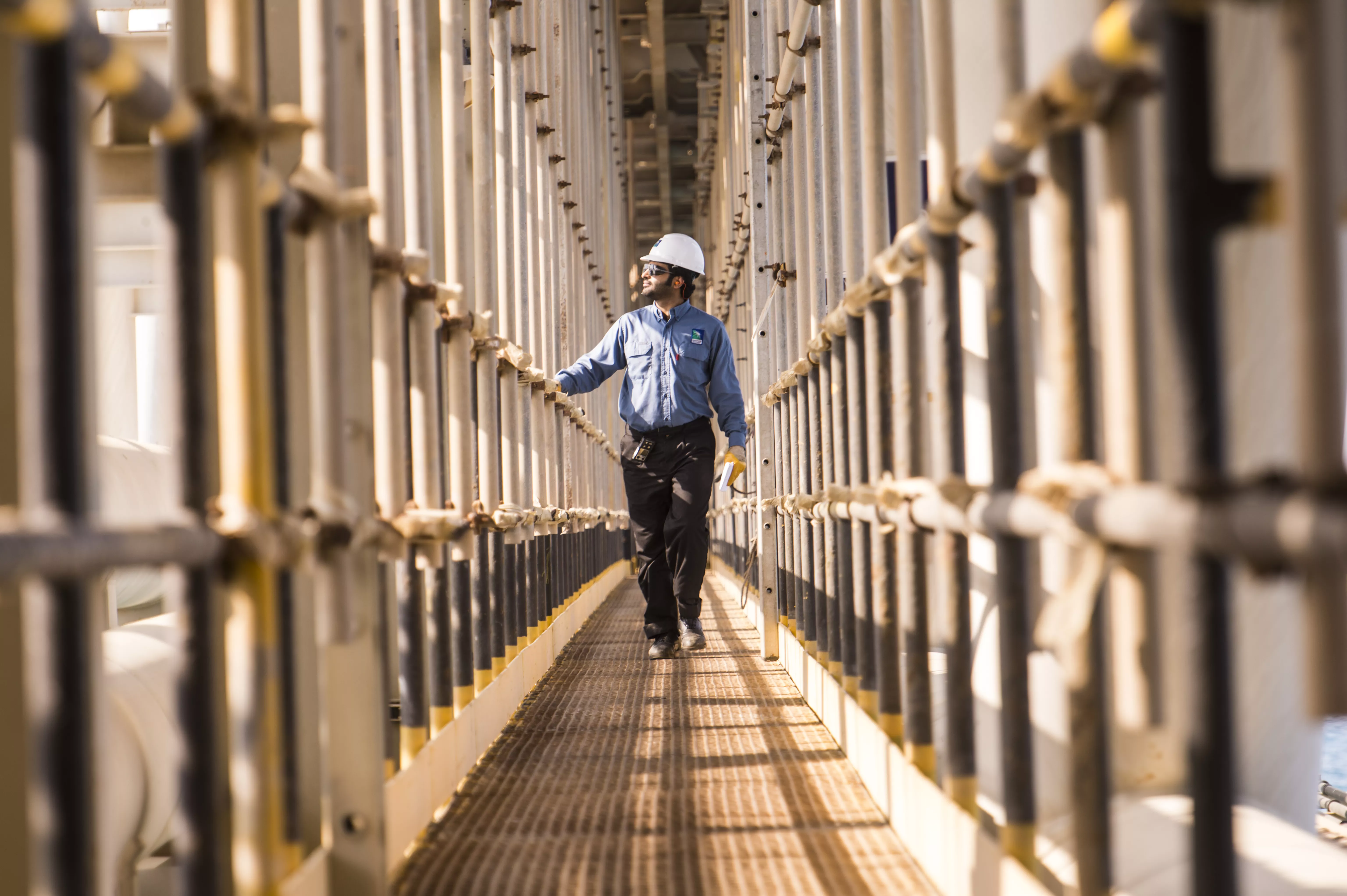 Saudi Aramco engineer during inspection